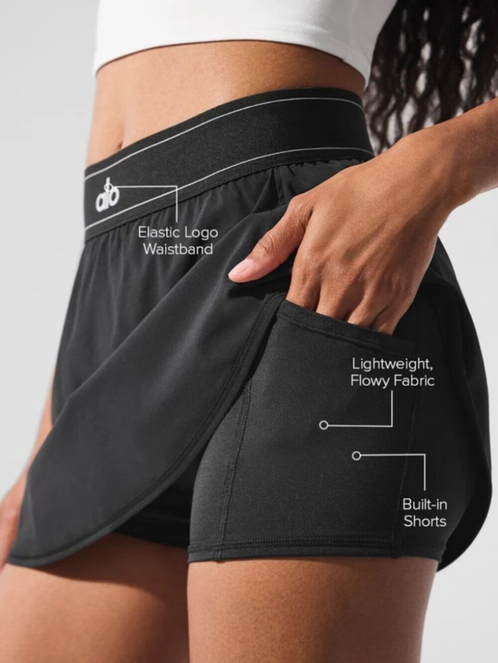 Report Brand New ALO Yoga Match Point Tennis Skirt – Black Sports Skirt - Picture 2 of 8